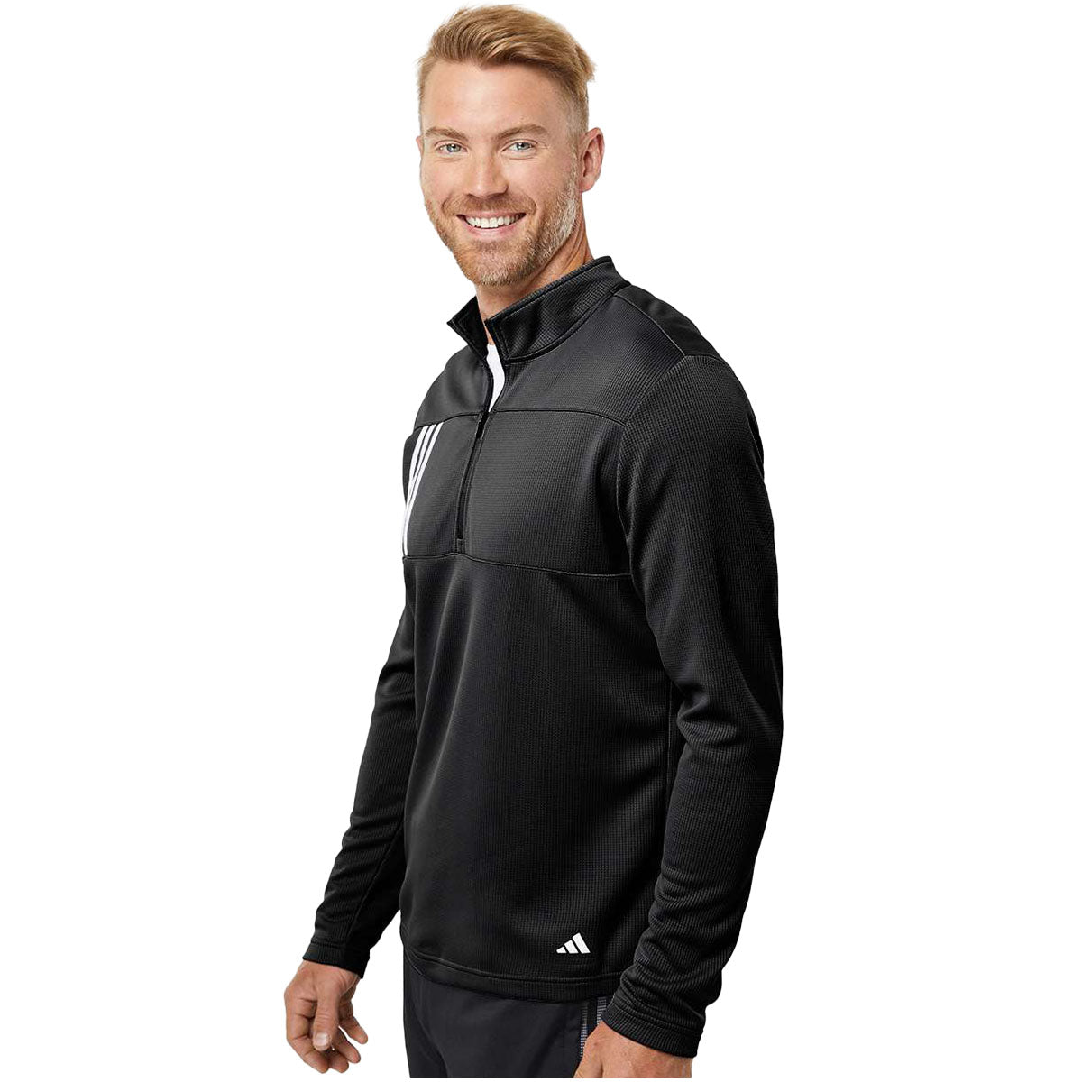 3-Stripes Textured 1/4 Zip Pullover – Golf Team Products