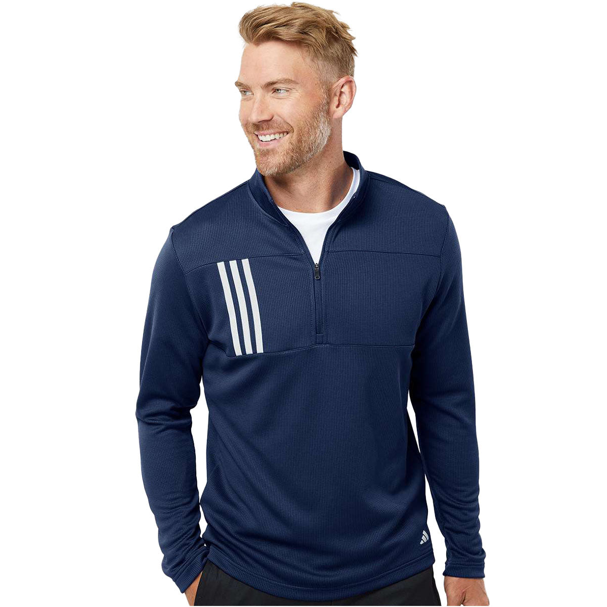 3-Stripes Textured 1/4 Zip Pullover – Golf Team Products