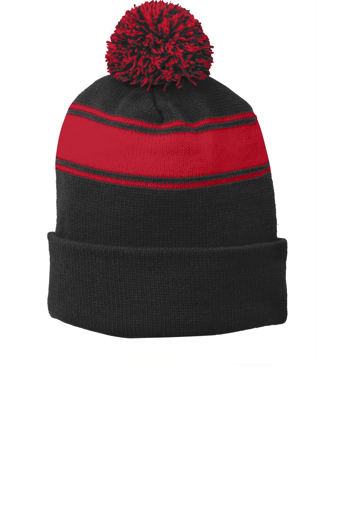 Stripe Pom Pom Beanie