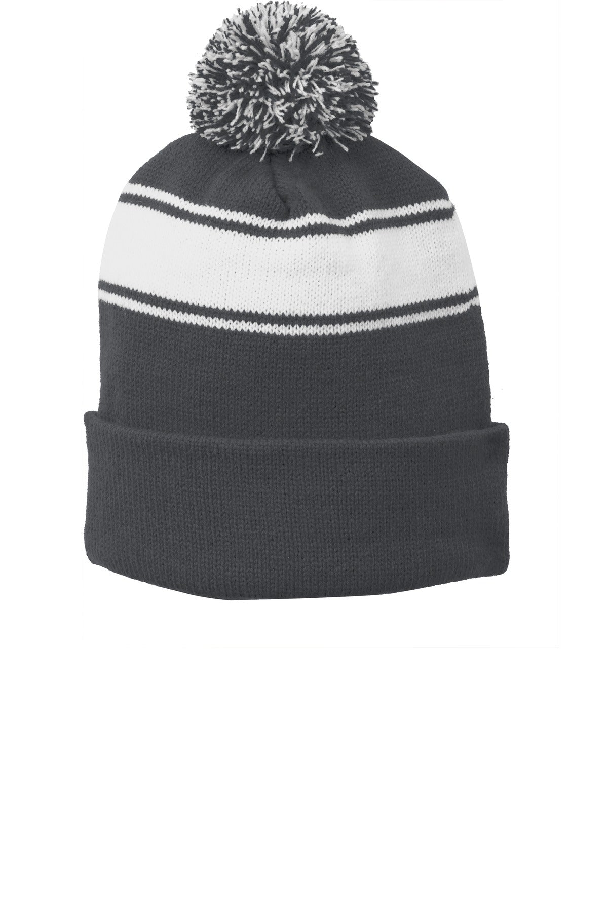 Stripe Pom Pom Beanie