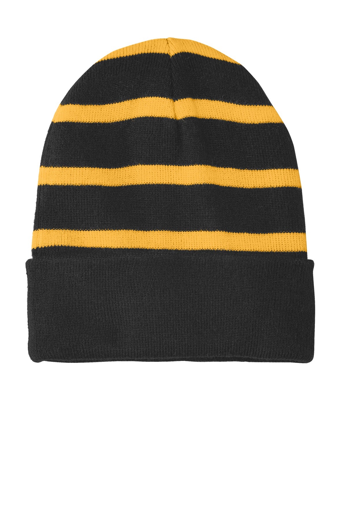 Striped Beanie with Solid Band