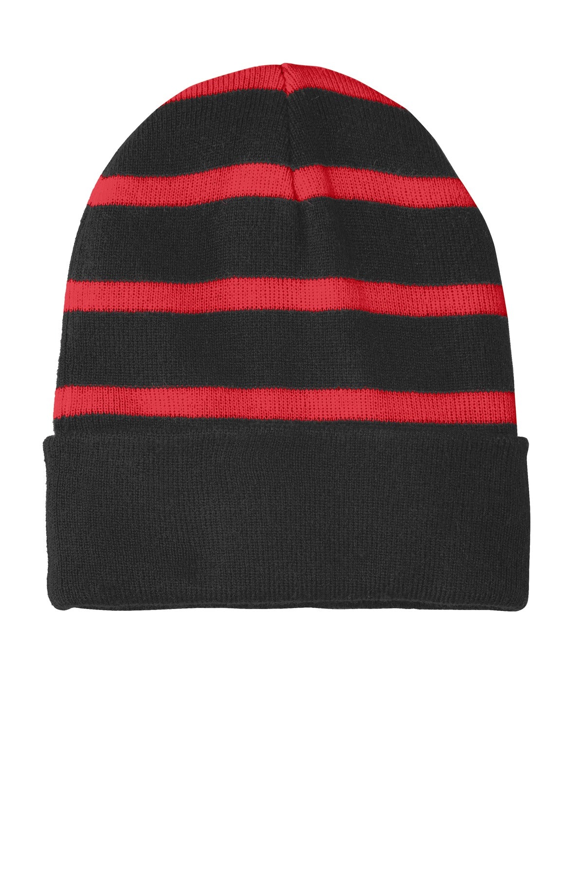 Striped Beanie with Solid Band