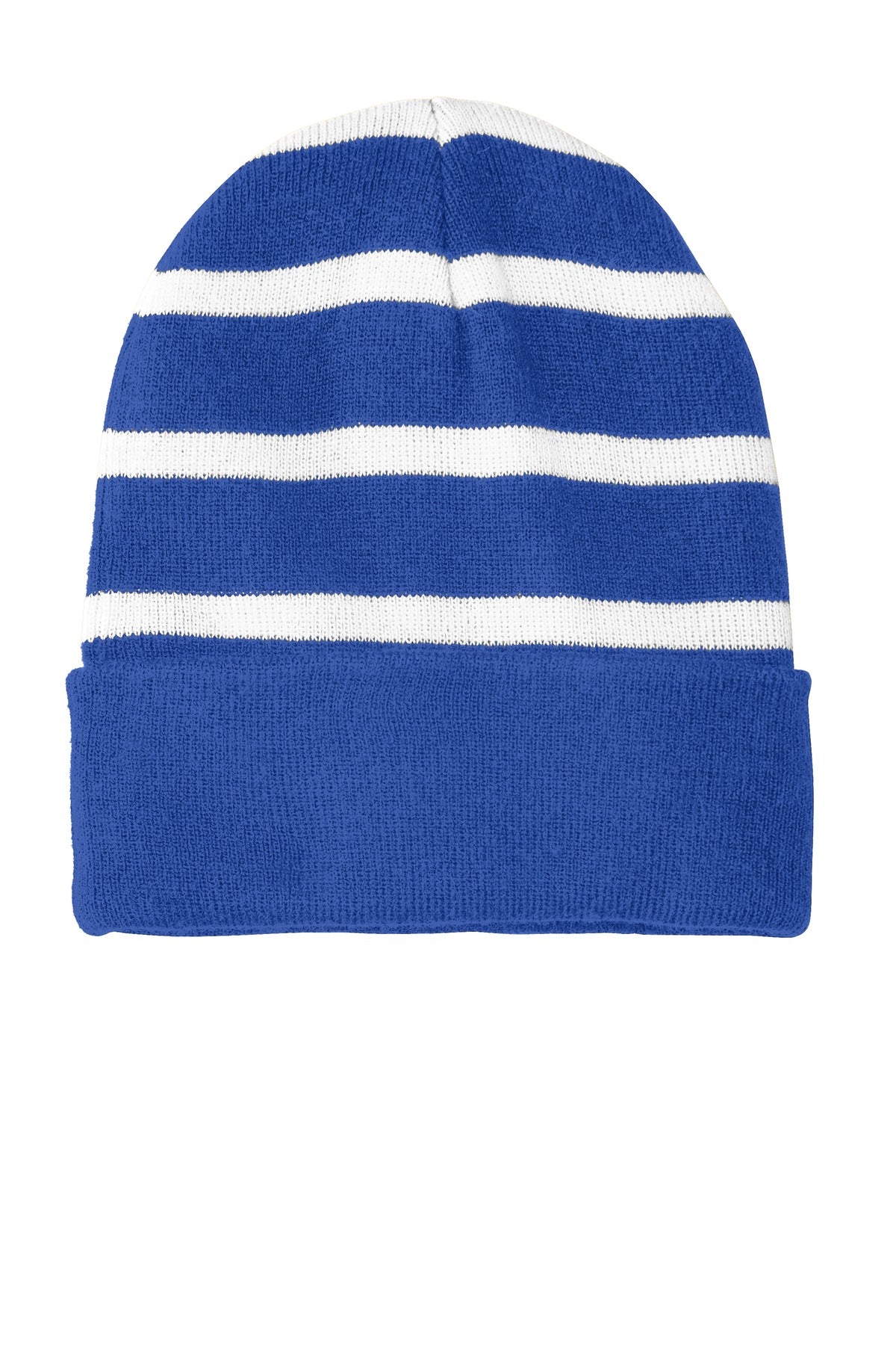 Striped Beanie with Solid Band