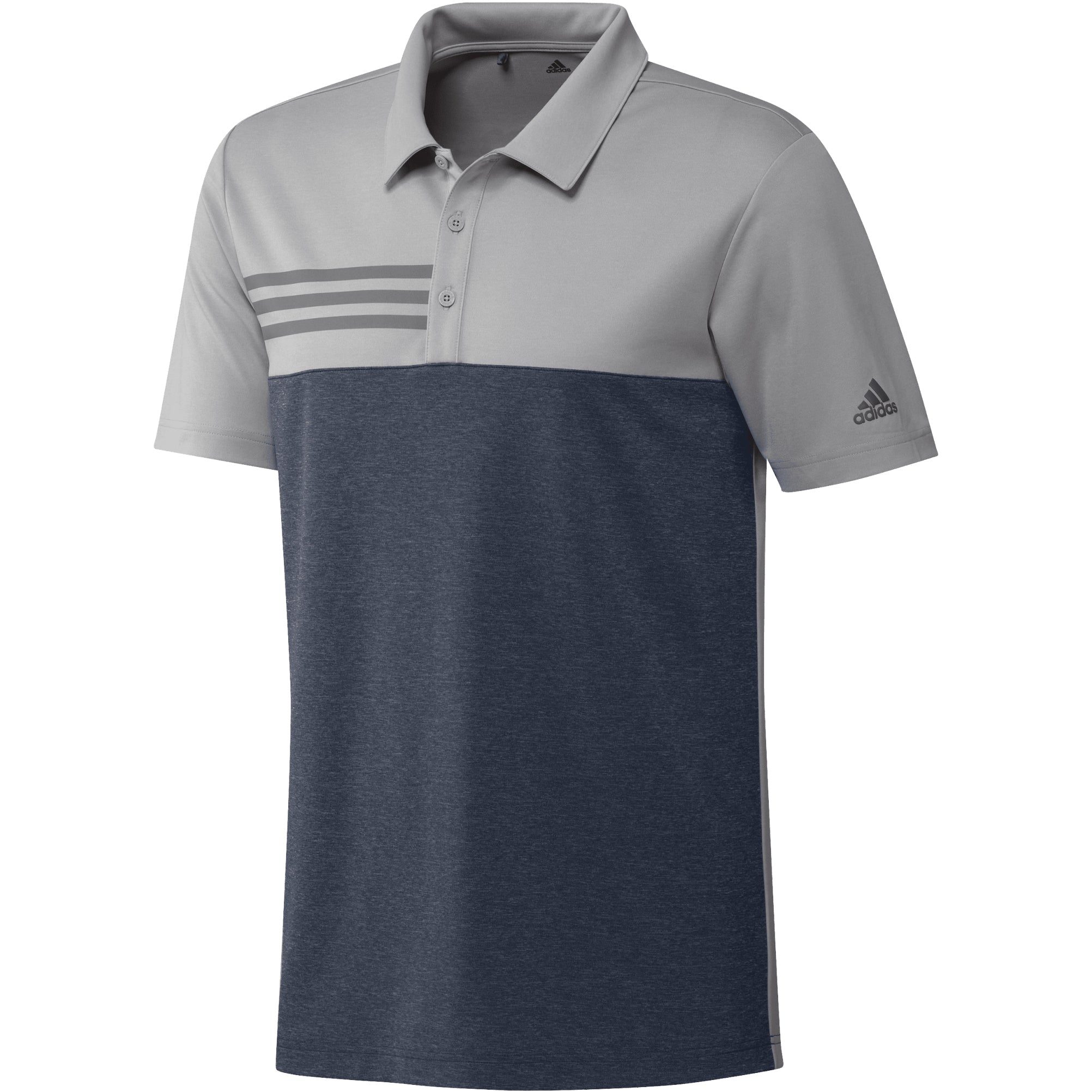 Adidas 3 stripe heather cheap block golf polo shirt